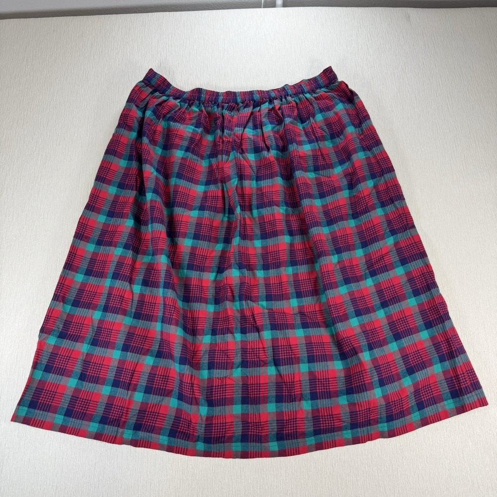 VTG Susan Bristol Plaid Midi Button Front Skirt Size 2X  Cottagecore 100% Cotton - Picture 7 of 8